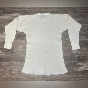 Vintage Waffle Knit Shirt - Thermal Long Sleeve - 100% Cotton - Size Large - GUC